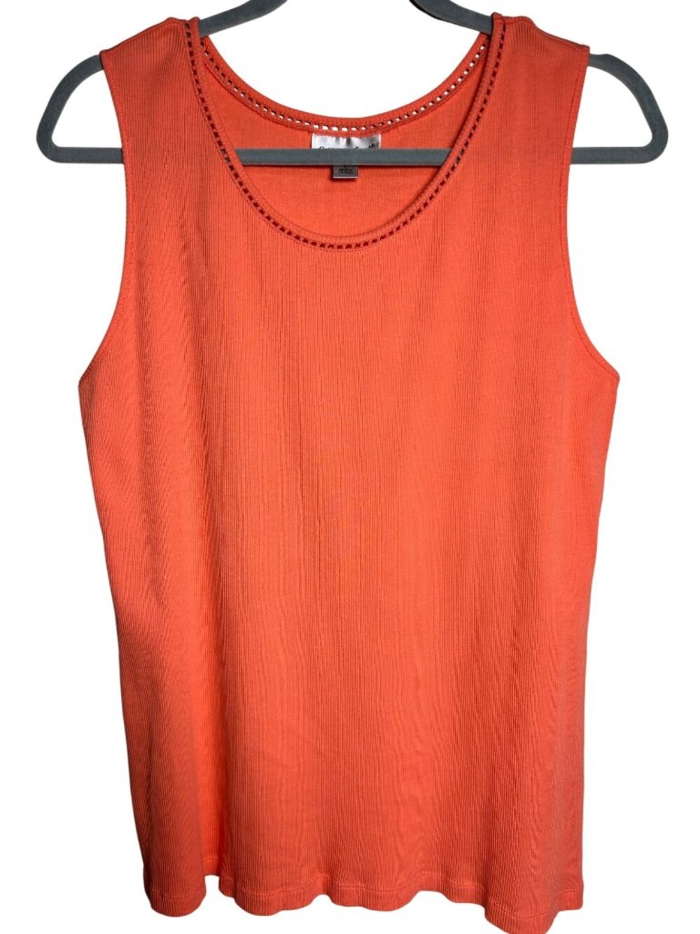 Coldwater Creek Women’s Peach Sleeveless Tank Top L 100% Cotton Scoop Neck
